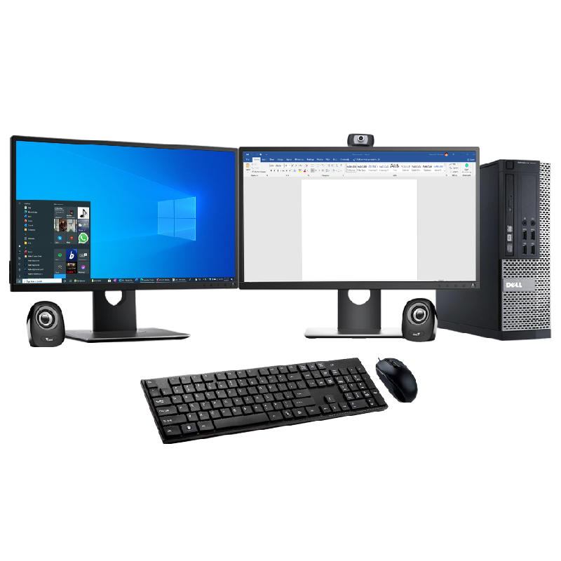 Dell OptiPlex Back to School Bundle Intel Core i5 4GB RAM 500GB HDD SFF Win 10 – Dual Screens, Webcam & Speakers